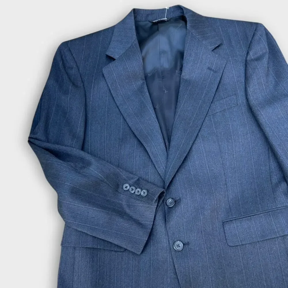 Vintage Aquascutum Pure Virgin Wool Sport Coat Blazer – Blue Pinstripe Men's 42R